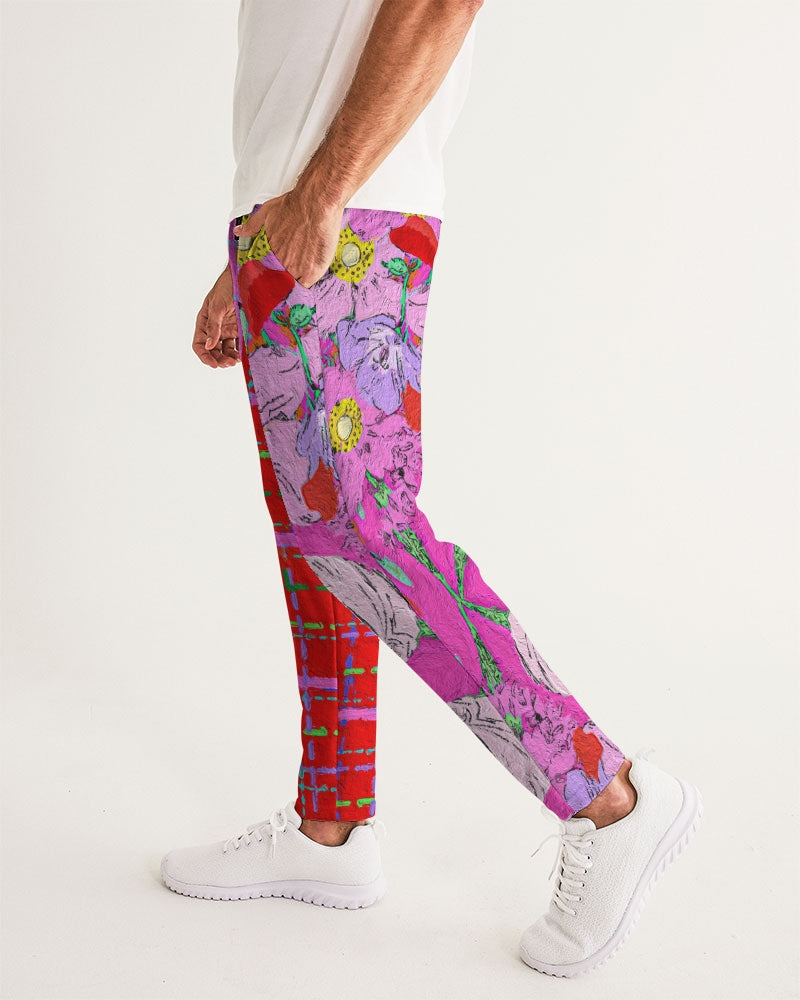 Flower To The People RED PLAID Spliced Unisex Joggers