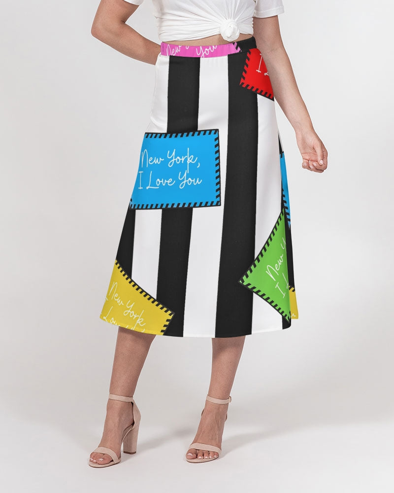 Sweetheart Collection Striped Love Letter A-Line Midi Skirt