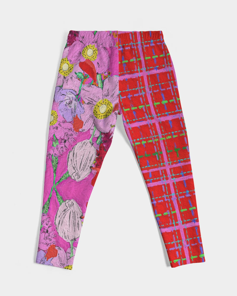 Flower To The People RED PLAID Spliced Unisex Joggers