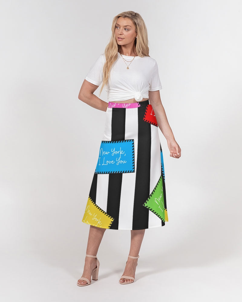 Sweetheart Collection Striped Love Letter A-Line Midi Skirt